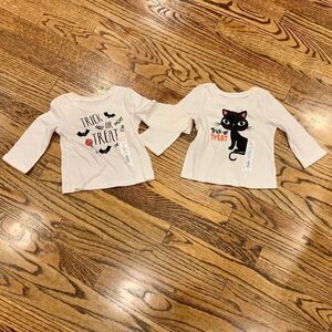 New JUMPING BEANS Lot 2 Halloween Shirts Cat 6 M